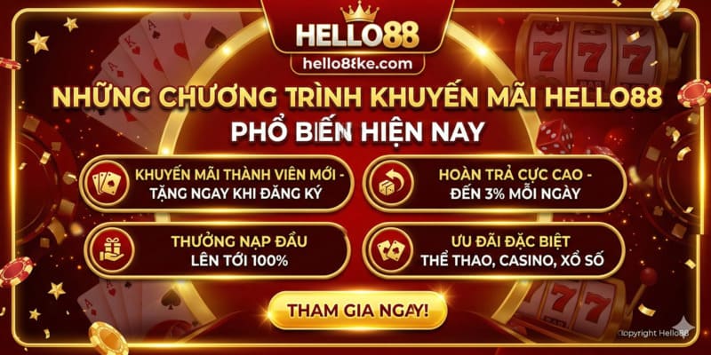 Những chương trình khuyến mãi Hello88 phổ biến hiện nay
